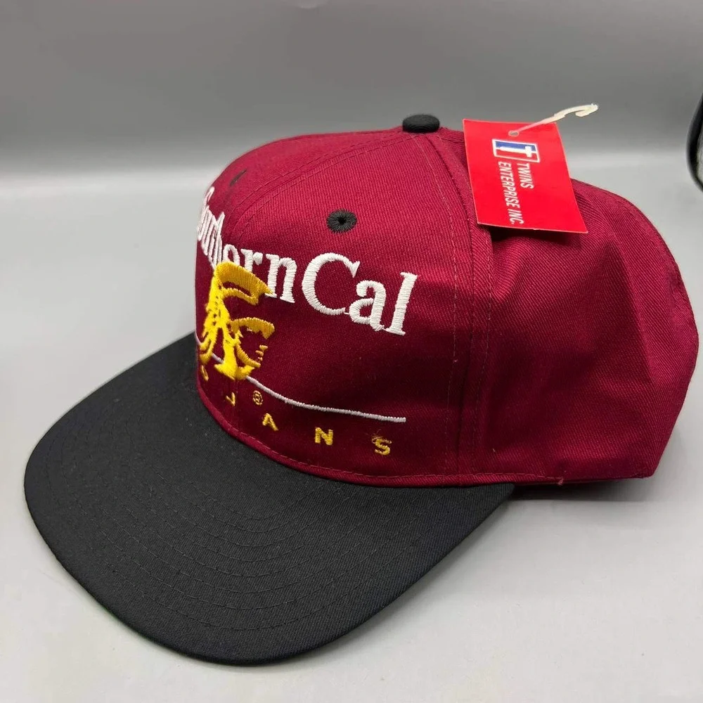 Vintage USC Trojans Hat Men Red Black Twins Enterprise Snap Back Cap New‎